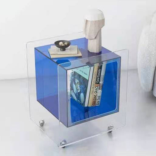 Moderner minimalistischer rechteckiger quadratischer abnehmbarer Glas-Acryl-Beistelltisch 1-stufig für Wohnzimmer 
