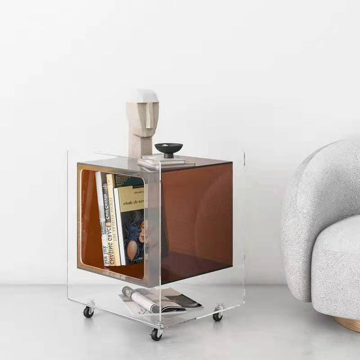 Table basse rectangulaire minimaliste moderne en verre acrylique amovible à 1 niveau pour salon 