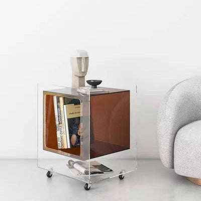Moderner minimalistischer rechteckiger quadratischer abnehmbarer Glas-Acryl-Beistelltisch 1-stufig für Wohnzimmer 