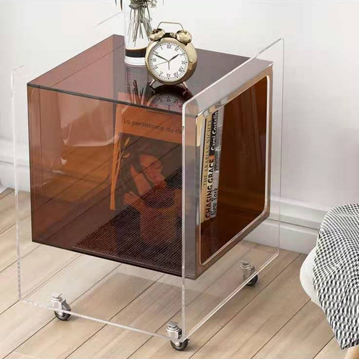 Moderner minimalistischer rechteckiger quadratischer abnehmbarer Glas-Acryl-Beistelltisch 1-stufig für Wohnzimmer 