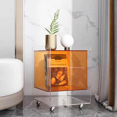 Moderner minimalistischer rechteckiger quadratischer abnehmbarer Glas-Acryl-Beistelltisch 1-stufig für Wohnzimmer 
