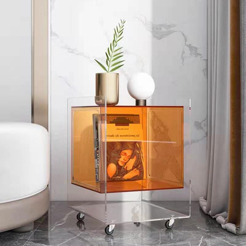 Moderner minimalistischer rechteckiger quadratischer abnehmbarer Glas-Acryl-Beistelltisch 1-stufig für Wohnzimmer 