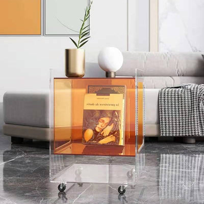 Moderner minimalistischer rechteckiger quadratischer abnehmbarer Glas-Acryl-Beistelltisch 1-stufig für Wohnzimmer 