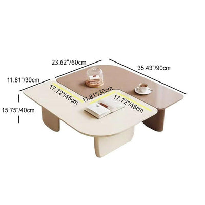 Mesa de Centro Cuadrada Rectangular Minimalista Moderna de Tablero de Fibra de Densidad Media Combinable para Sala de Estar 
