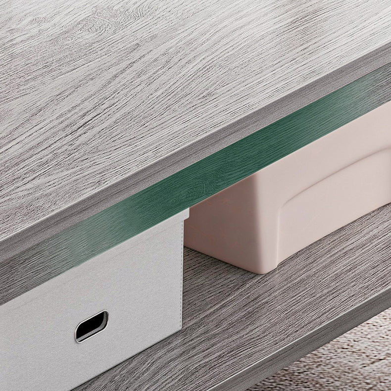 Mesa de Café de Acero Rectangular Minimalista Moderna de 2 Niveles para Sala de Estar 
