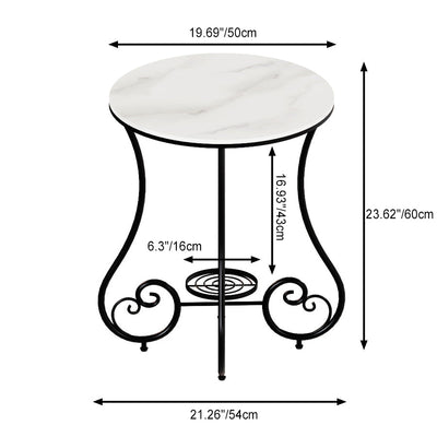 Zeitgenössischer nordischer runder Platten-Eisen-Stahl-Beistelltisch mit 1 Regal für das Wohnzimmer 