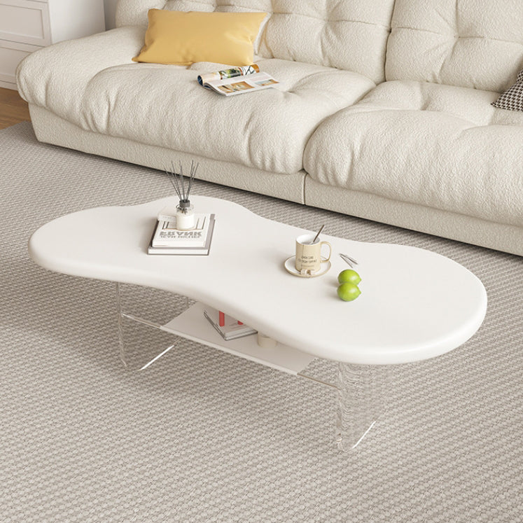 Moderner minimalistischer elliptischer Wolkentisch aus Acryl und PU-Leder mit 2 Ebenen für das Wohnzimmer 
