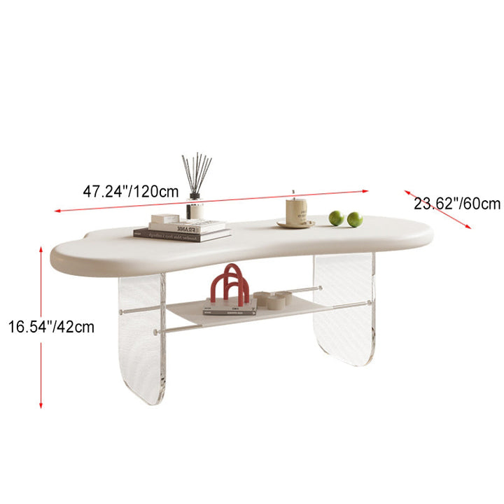 Moderner minimalistischer elliptischer Wolkentisch aus Acryl und PU-Leder mit 2 Ebenen für das Wohnzimmer 
