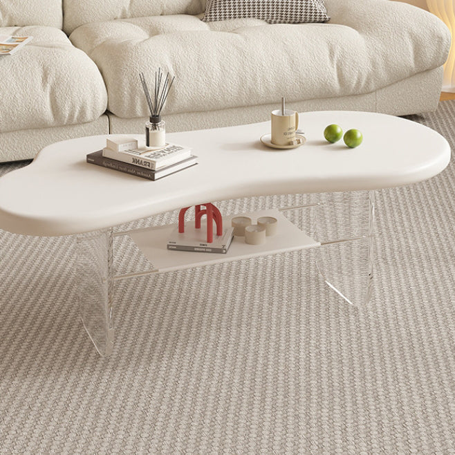 Moderner minimalistischer elliptischer Wolkentisch aus Acryl und PU-Leder mit 2 Ebenen für das Wohnzimmer 