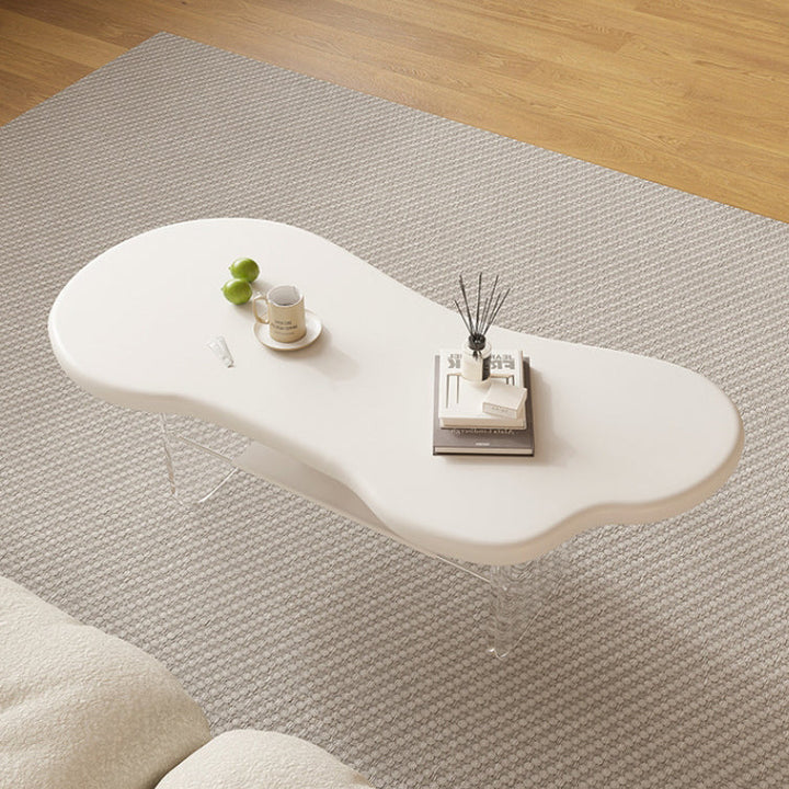Moderner minimalistischer elliptischer Wolkentisch aus Acryl und PU-Leder mit 2 Ebenen für das Wohnzimmer 