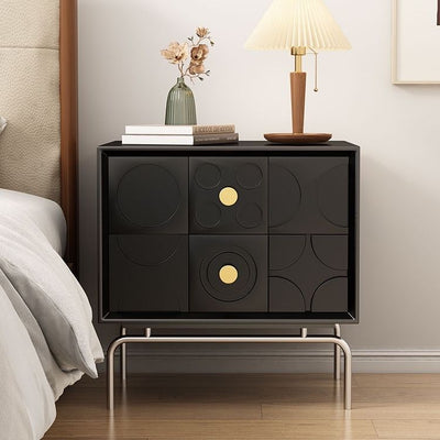 Table de nuit rectangulaire arabesque en bois et acier inoxydable contemporain rétro à 2 tiroirs pour le chevet 