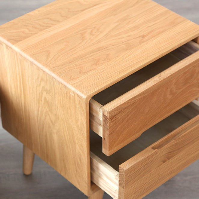 Table de nuit rectangulaire en bois massif minimaliste moderne à 2 tiroirs pour chevet 