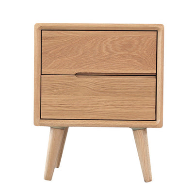 Table de nuit rectangulaire en bois massif minimaliste moderne à 2 tiroirs pour chevet 