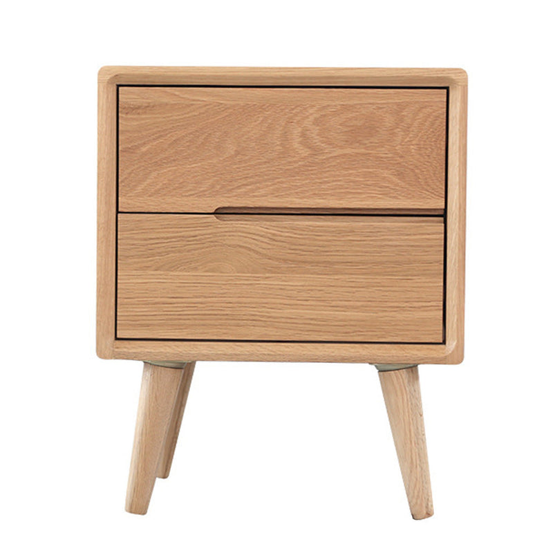 Table de nuit rectangulaire en bois massif minimaliste moderne à 2 tiroirs pour chevet 