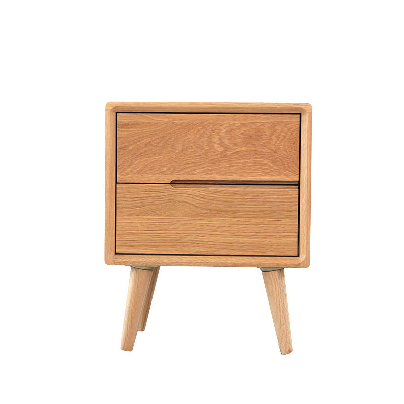 Table de nuit rectangulaire en bois massif minimaliste moderne à 2 tiroirs pour chevet 