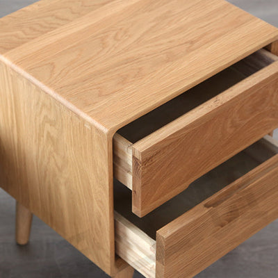 Table de nuit rectangulaire en bois massif minimaliste moderne à 2 tiroirs pour chevet 