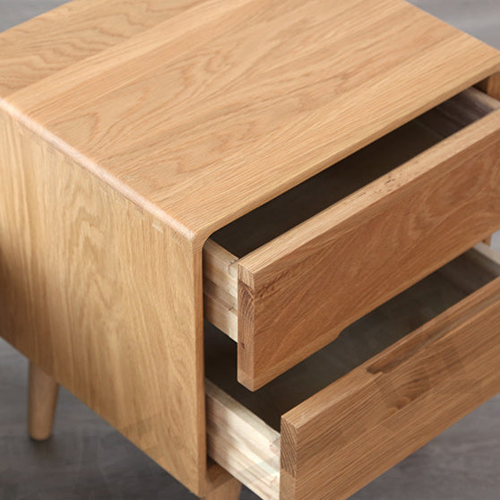 Table de nuit rectangulaire en bois massif minimaliste moderne à 2 tiroirs pour chevet 