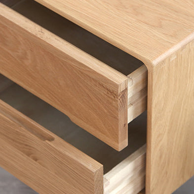 Table de nuit rectangulaire en bois massif minimaliste moderne à 2 tiroirs pour chevet 