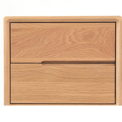 Table de nuit rectangulaire en bois massif minimaliste moderne à 2 tiroirs pour chevet 