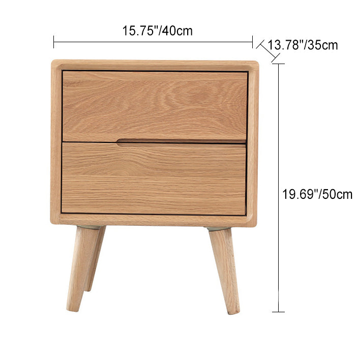 Table de nuit rectangulaire en bois massif minimaliste moderne à 2 tiroirs pour chevet 