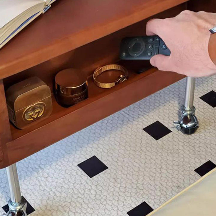 Table basse carrée contemporaine en bois de caoutchouc et acier inoxydable avec rangement à 2 niveaux, relevable pour salon 
