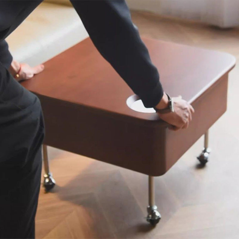 Table basse carrée contemporaine en bois de caoutchouc et acier inoxydable avec rangement à 2 niveaux, relevable pour salon 