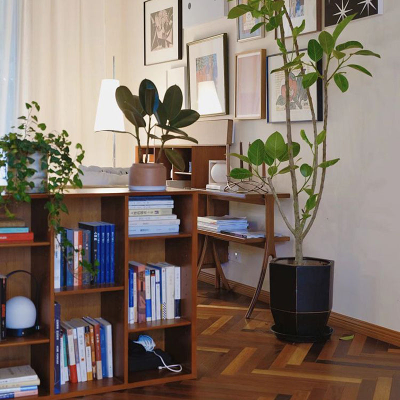 Zeitgenössischer Retro-Rechteckiger Y-förmiger Rahmen aus Massivholz Eisen Beistelltisch 2-stufig für Wohnzimmer 