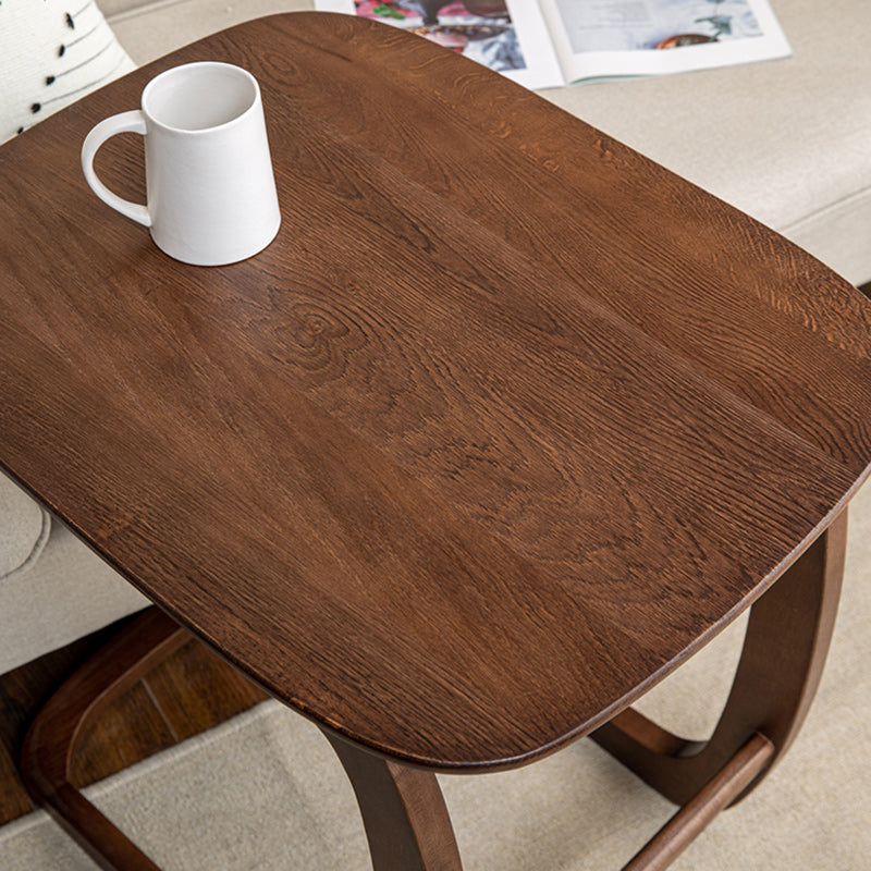 Contemporary Simplicity Rectangular C-Shape Walnut Ash Wood End Table Movable For Living Room