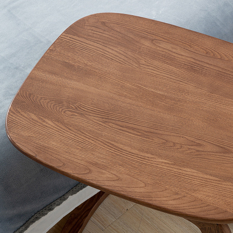 Contemporary Simplicity Rectangular C-Shape Walnut Ash Wood End Table Movable For Living Room