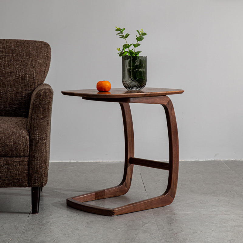 Contemporary Simplicity Rectangular C-Shape Walnut Ash Wood End Table Movable For Living Room