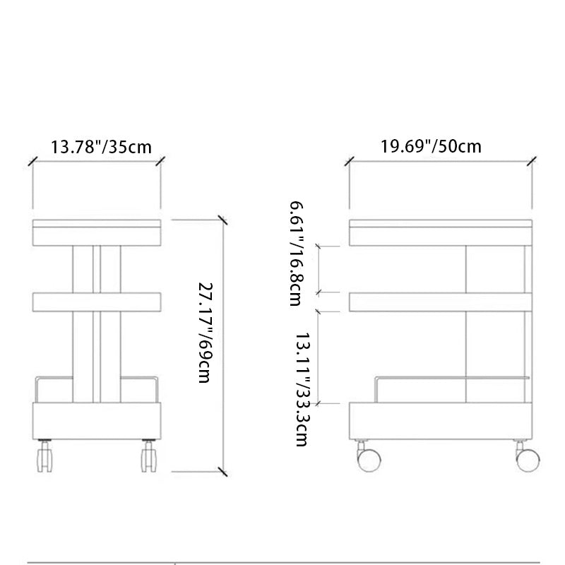 Mesa Auxiliar Moderna Minimalista Rectangular de Nogal Acero ABS de 3 Niveles Móvil para Sala de Estar 