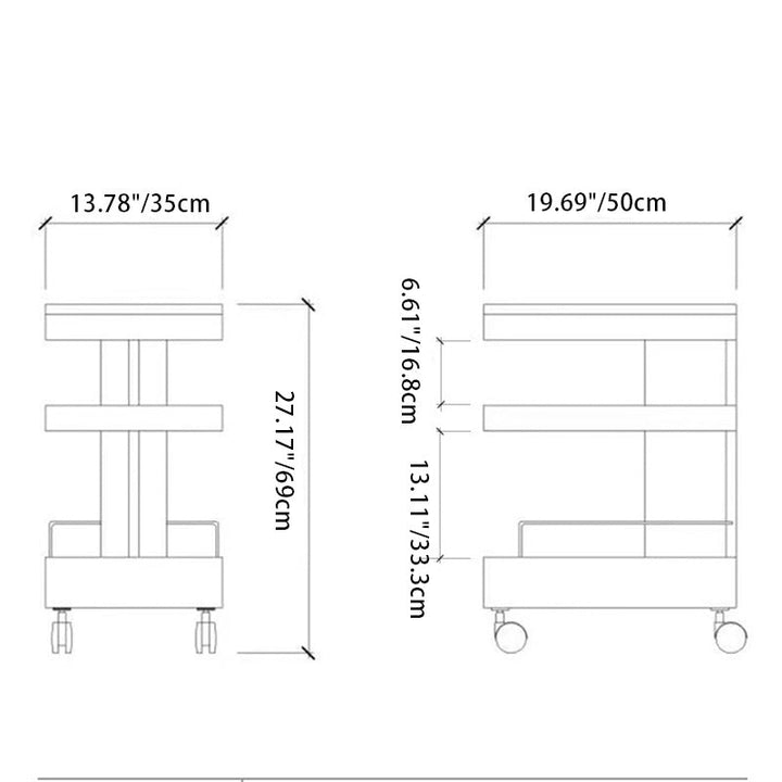 Mesa Auxiliar Moderna Minimalista Rectangular de Nogal Acero ABS de 3 Niveles Móvil para Sala de Estar 