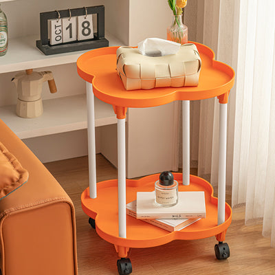 Contemporary Creative Round Plastic Coffee Table 2-Tier For Living Room