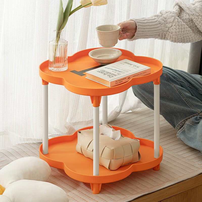 Contemporary Creative Round Plastic Coffee Table 2-Tier For Living Room