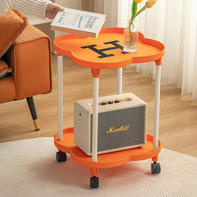 Contemporary Creative Round Plastic Coffee Table 2-Tier For Living Room