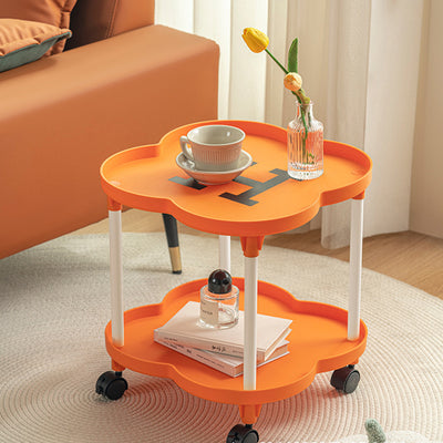 Contemporary Creative Round Plastic Coffee Table 2-Tier For Living Room