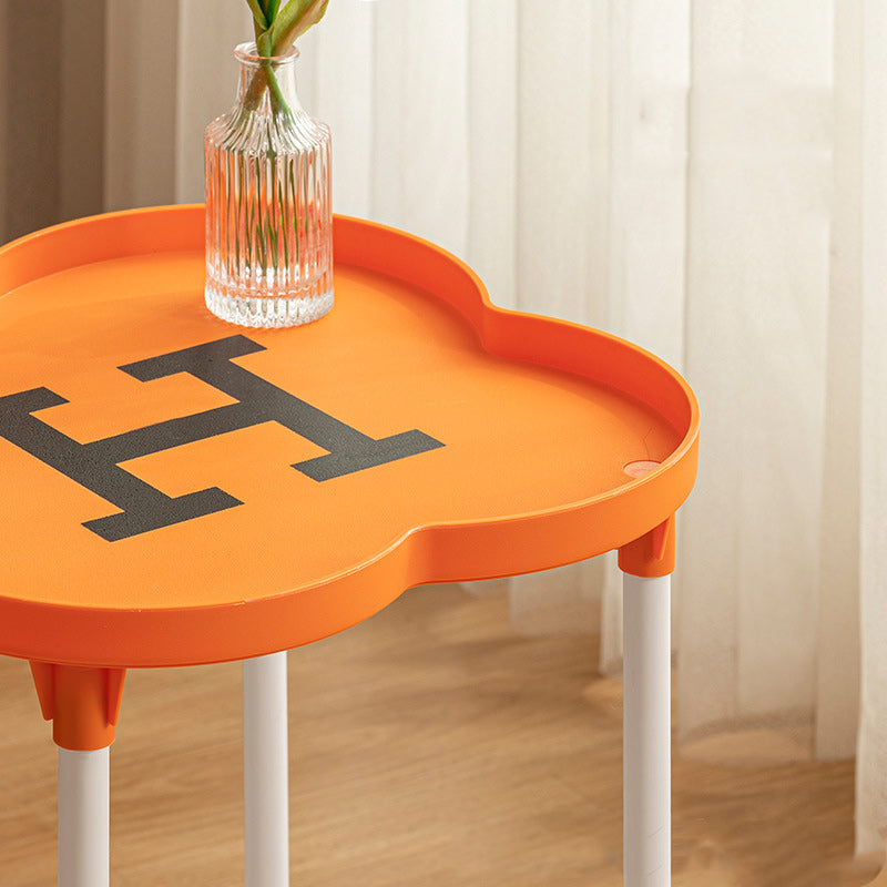 Contemporary Creative Round Plastic Coffee Table 2-Tier For Living Room