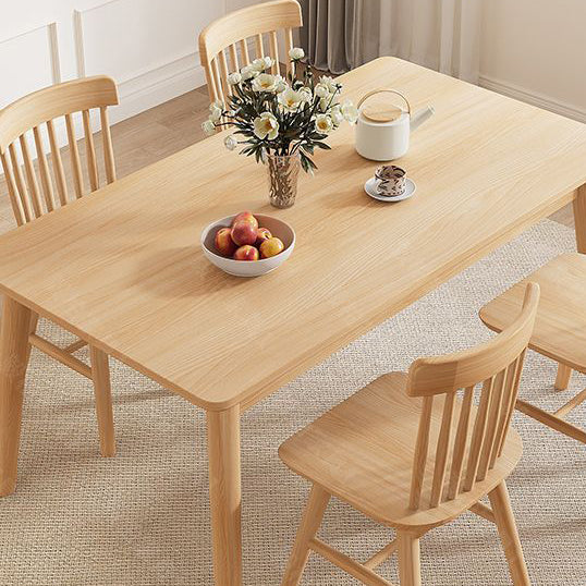 Modern Minimalist Rectangular Rubberwood Dining Table For Dining Room