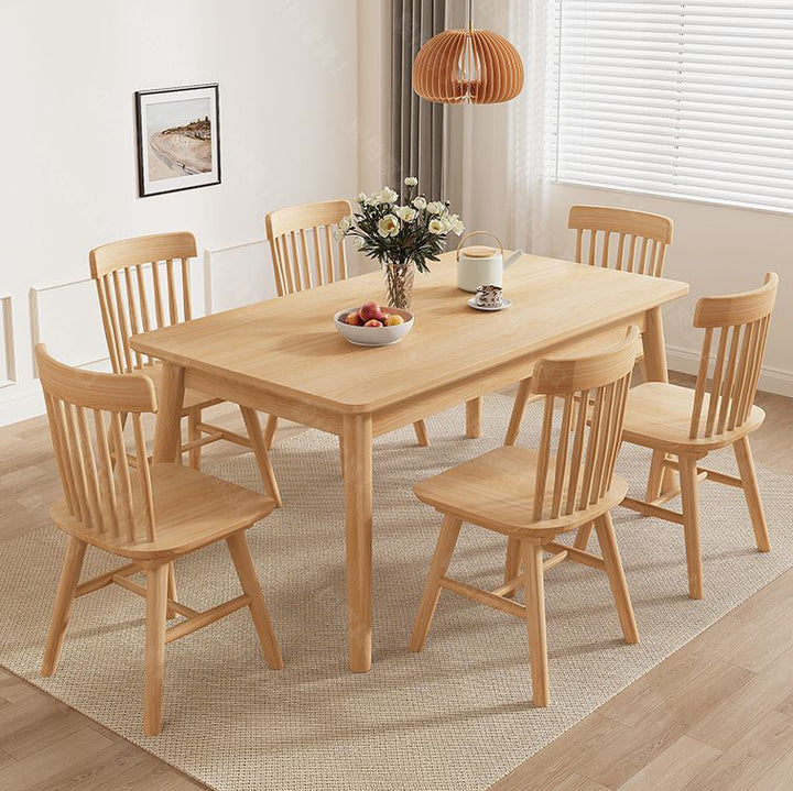 Modern Minimalist Rectangular Rubberwood Dining Table For Dining Room