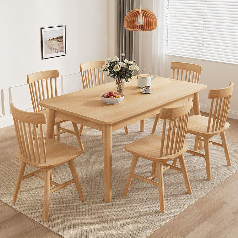 Table à manger rectangulaire minimaliste moderne en bois massif pour salle à manger 