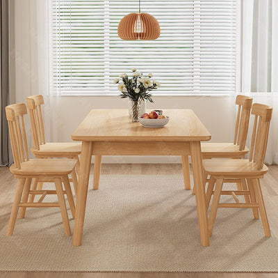 Table à manger rectangulaire minimaliste moderne en bois massif pour salle à manger 