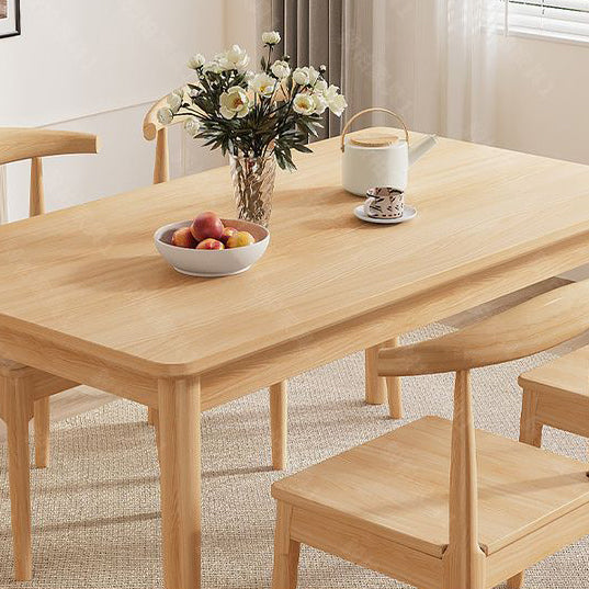 Table à manger rectangulaire minimaliste moderne en bois massif pour salle à manger 