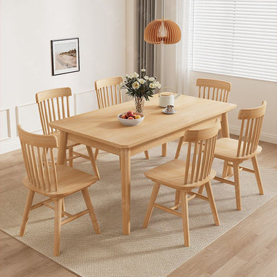 Table à manger rectangulaire minimaliste moderne en bois massif pour salle à manger 