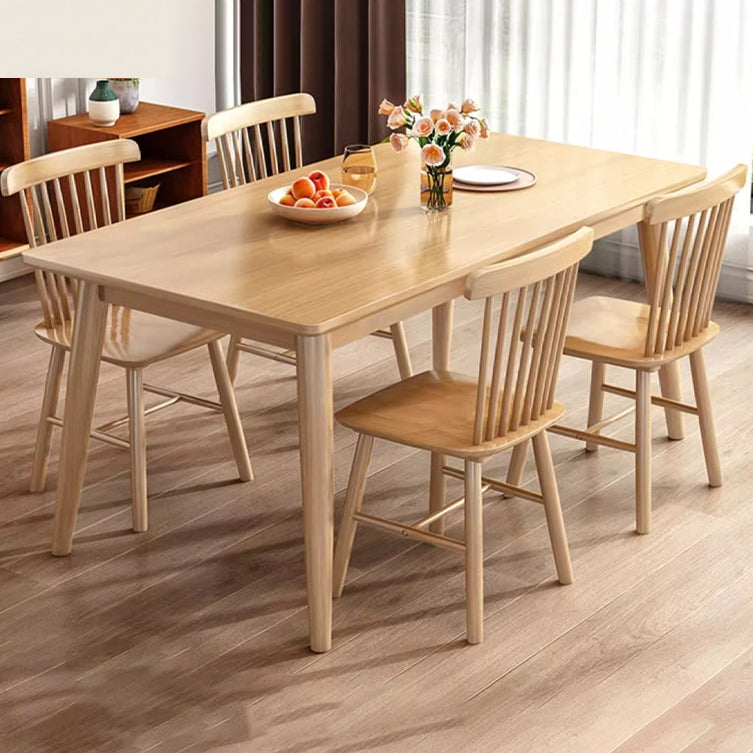 Table à manger rectangulaire minimaliste moderne en bois massif pour salle à manger 