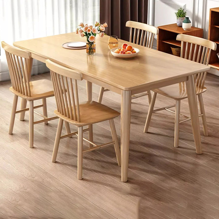 Table à manger rectangulaire minimaliste moderne en bois massif pour salle à manger 