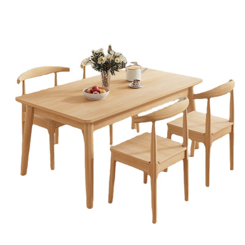 Modern Minimalist Rectangular Rubberwood Dining Table For Dining Room