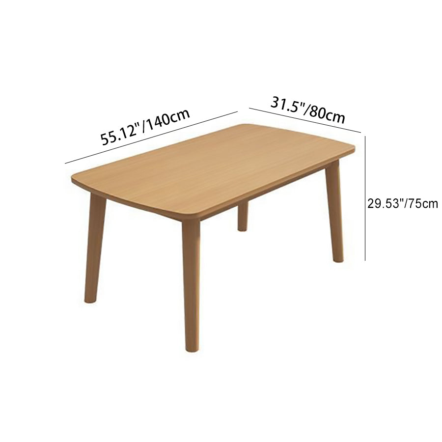 Modern Minimalist Rectangular Rubberwood Dining Table For Dining Room