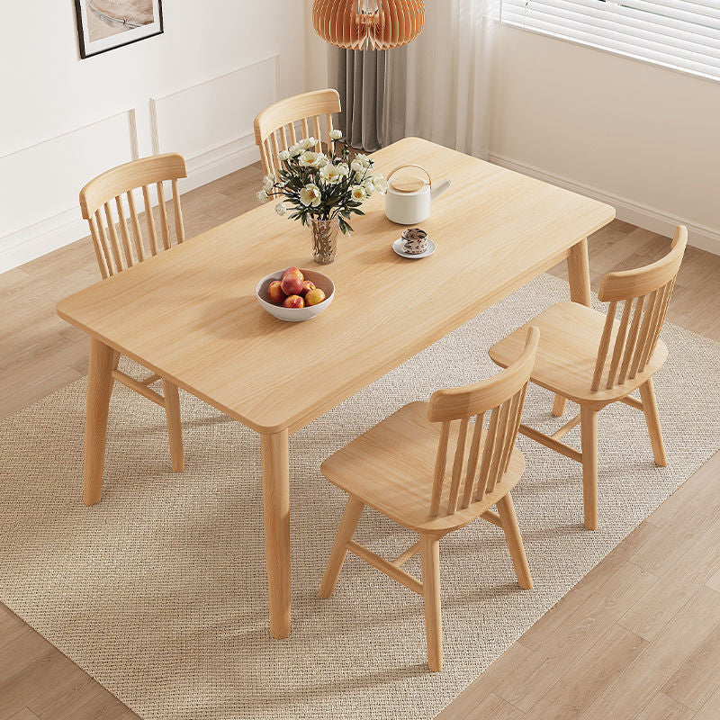 Modern Minimalist Rectangular Rubberwood Dining Table For Dining Room