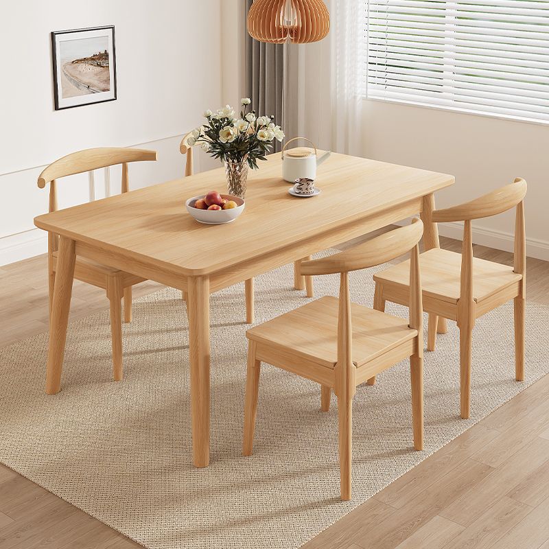 Modern Minimalist Rectangular Rubberwood Dining Table For Dining Room