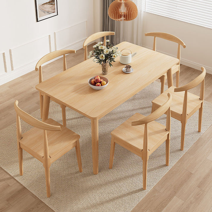 Modern Minimalist Rectangular Rubberwood Dining Table For Dining Room